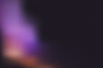 Purple orange and black abstract background with grainy texture and copy space for wide banner or header design projects