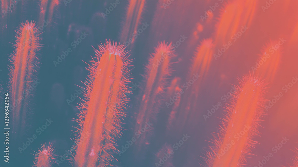 Poster Vibrant cactus texture with spiky surface - nature background for design projects