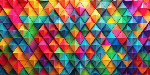 Fototapeta premium Vibrant Triangular Mosaic A Colorful, Textured, Abstract Geometric Pattern of Interlocking Shapes