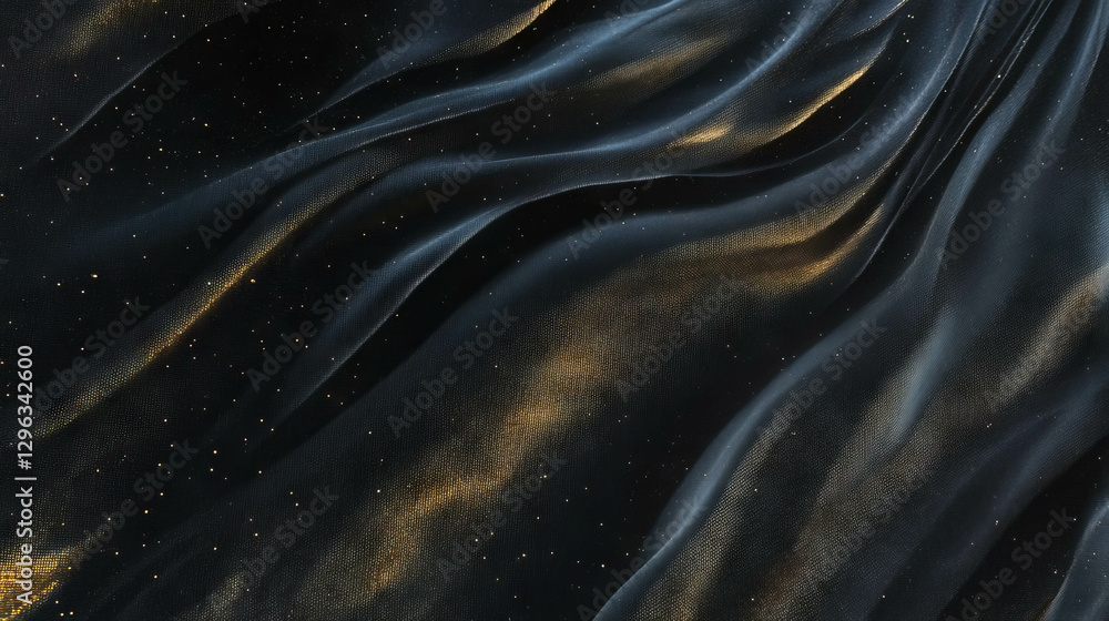 Poster elegant flowing fabric with subtle gold accents and embedded fibers for luxurious design