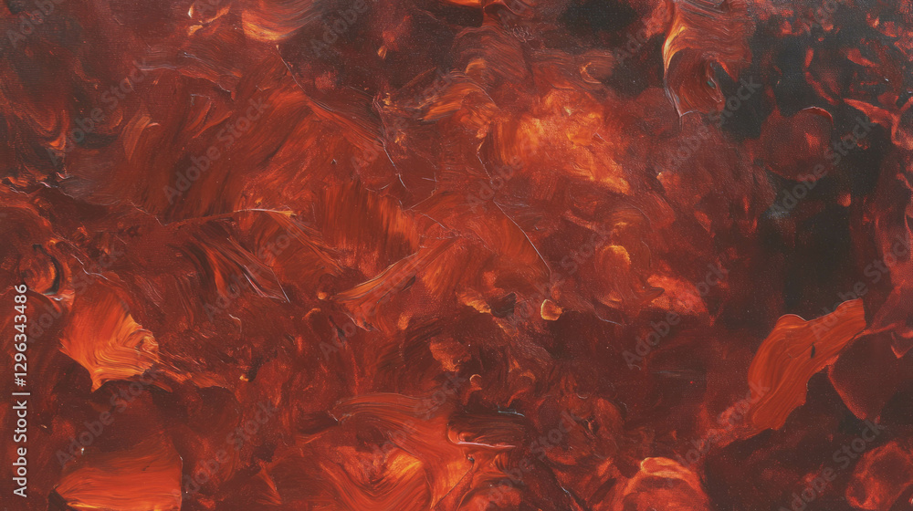 Poster vibrant abstract canvas with textured paint strokes in shades of red