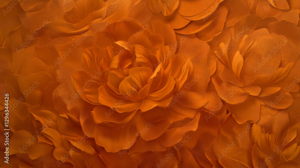 Poster textured floral design of layered cardboard cutout flowers with embossing effect for art projects