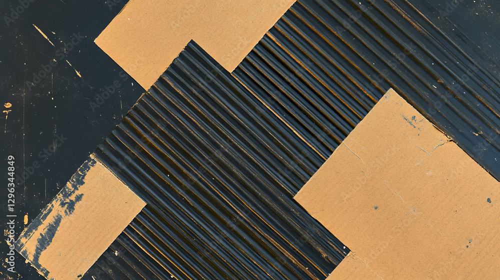 Poster abstract industrial geometric design with cardboard and corrugated patterns for modern backgrounds