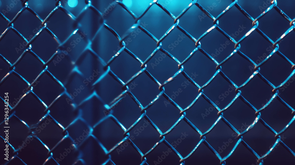 Aufkleber abstract chain link fence texture with dark blue background