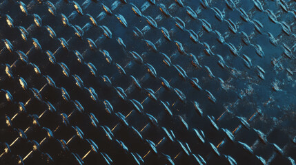 Fototapeta premium Industrial chain link fence texture background with dark blue tones for design