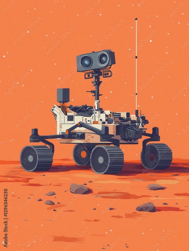 Aufkleber mars rover with camera and antenna icon. robotic space autonomous vehicle for planet exploration and