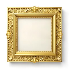 gold vintage frame on white background isolated
