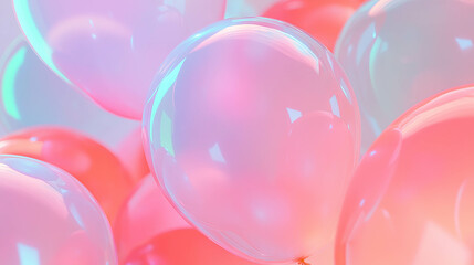 Vibrant background of colorful balloons with soft light for party themes