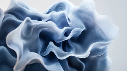 Fototapeta premium Abstract rendering of flowing soft blue forms on neutral background