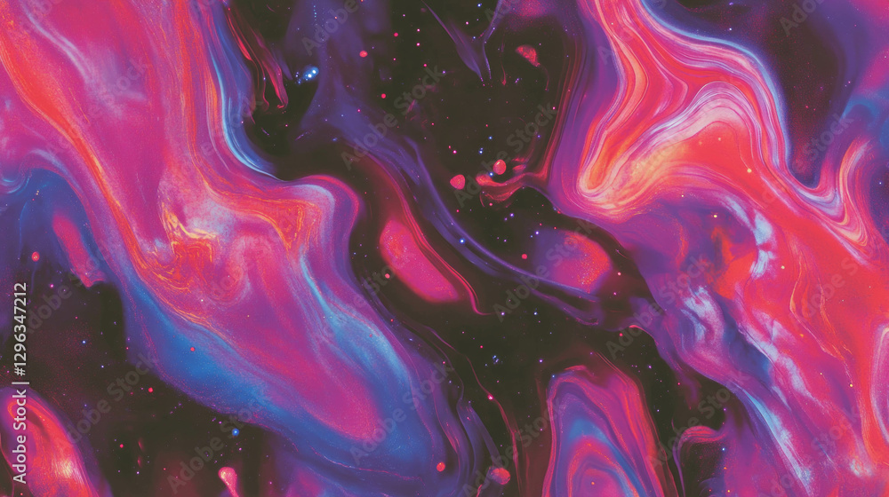 Poster cosmic nebula background with vibrant colorful swirls for artistic design