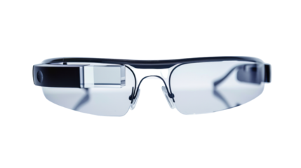 Smart glasses isolated on transparent background: modern technology and augmented reality