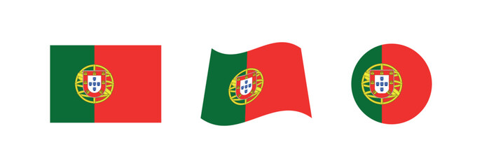 
Vector Portugal National Flag icon collection. Flag set of Portugal various styles.
