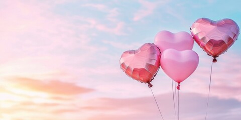 Fototapeta premium Pink Balloons in Sky