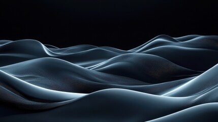 Obraz premium Abstract Monochrome Landscape - 3D Rendered Waves in Dark Background, abstract , digital art , monochrome , landscape