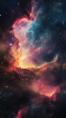 Fototapeta premium Colorful cosmic nebula with stars