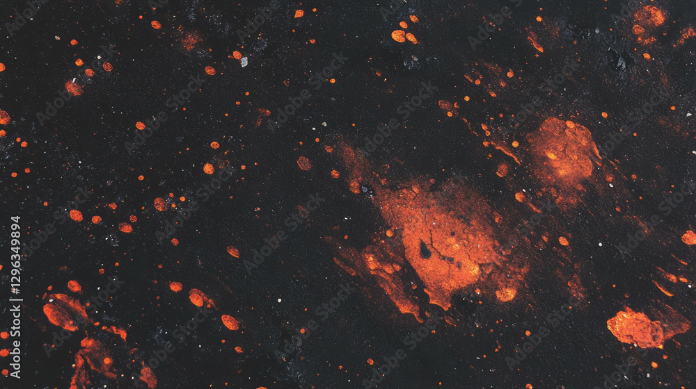 Aufkleber cracked asphalt texture with abstract rough surface and orange splashes for background design