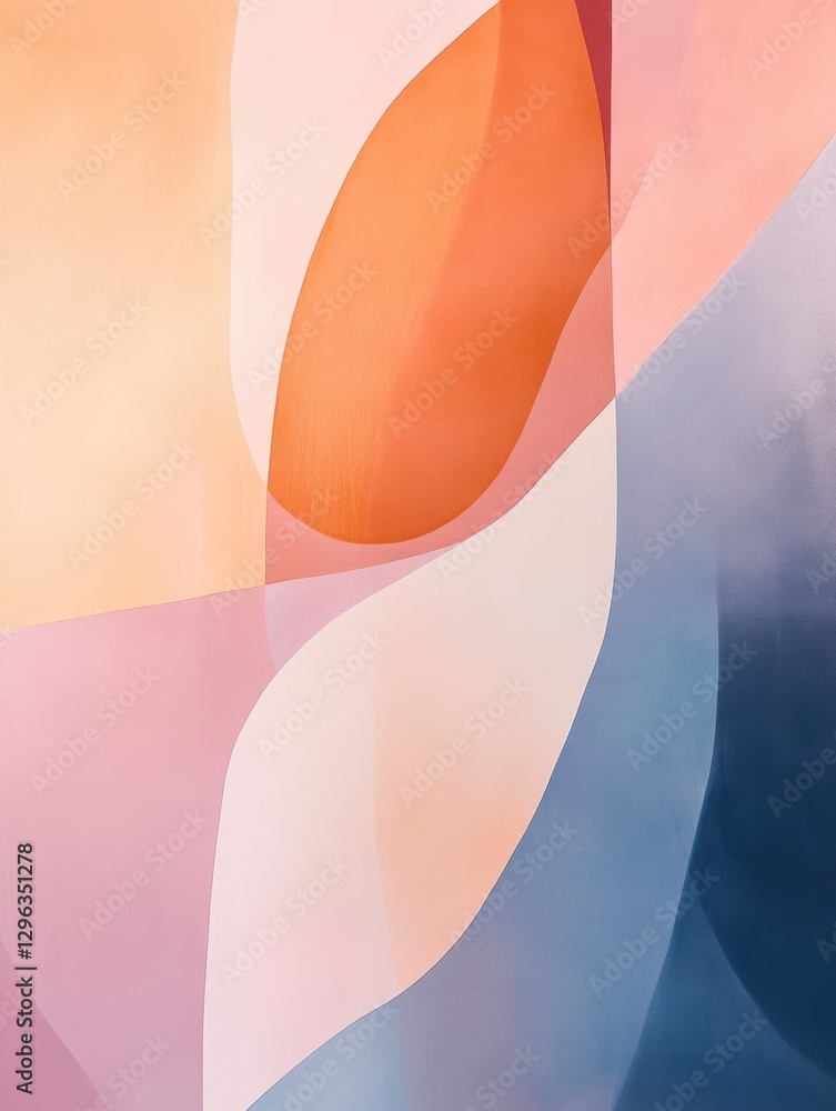 Poster abstract design featuring soft pastel colors and flowing shapes in a harmonious arrangement. generat