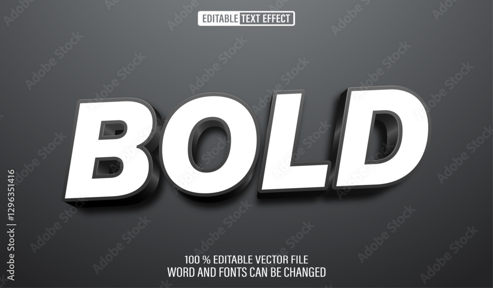 Poster editable 3d text style effect - black bold white text effect template