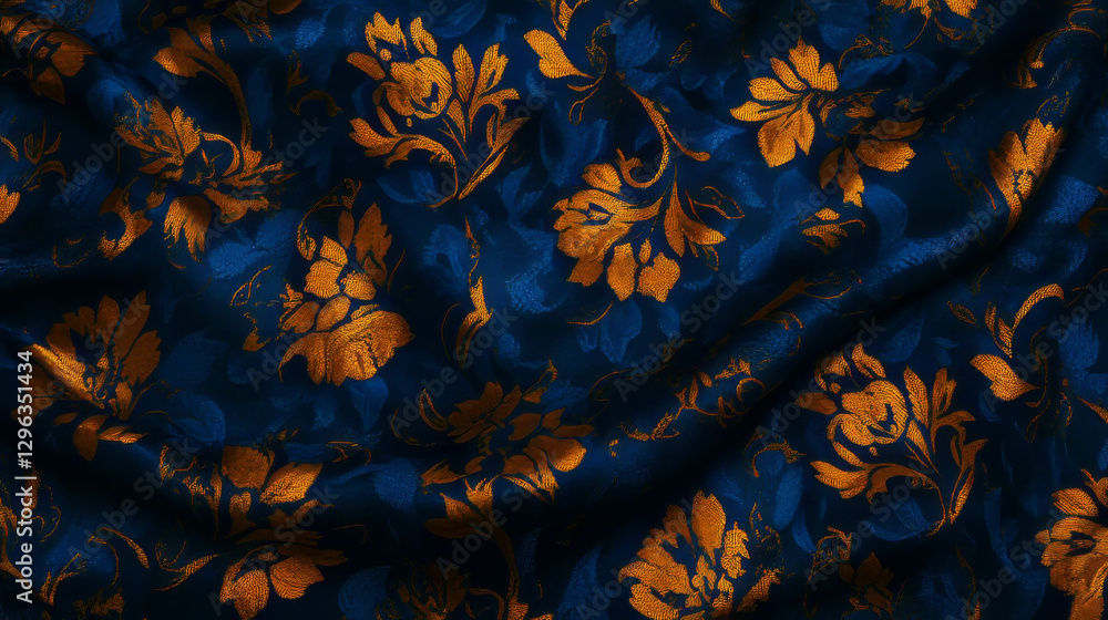 Poster Elegant damask pattern background with intricate floral design for decorative use