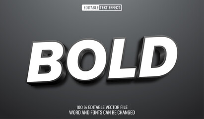 Editable 3d text style effect - Black Bold White text effect Template