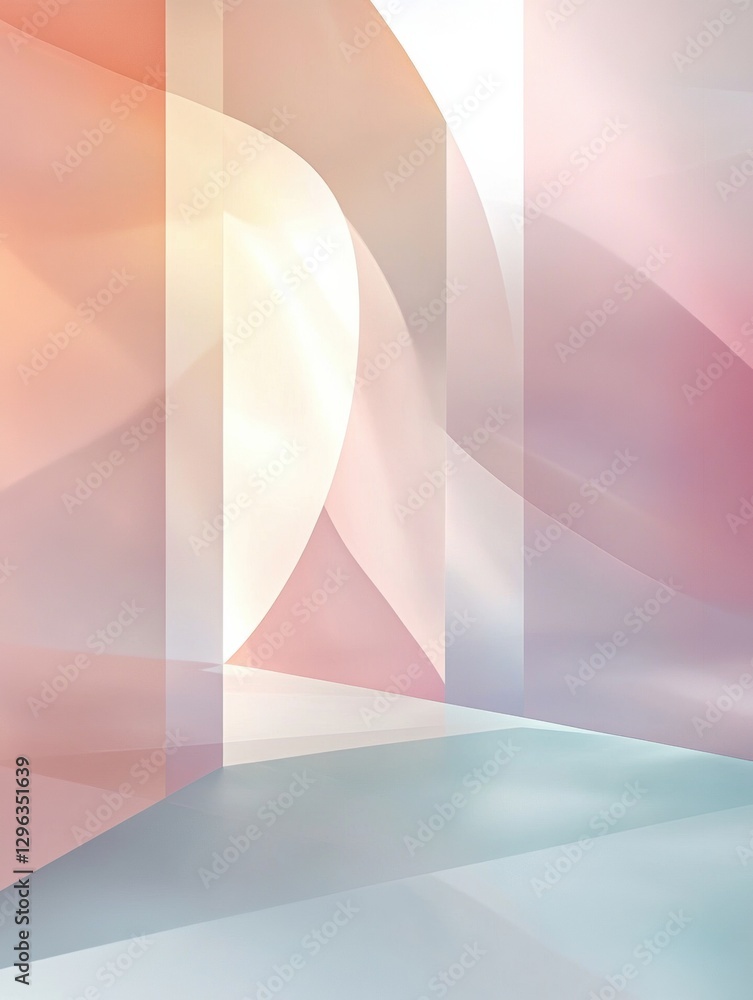 Poster soft pastel colors blend in an abstract space creating a serene atmosphere in modern design. generat