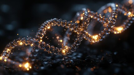 DNA helix, glowing, abstract, dark background, scientific research,  future tech