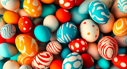Top view of colorful easter eggs