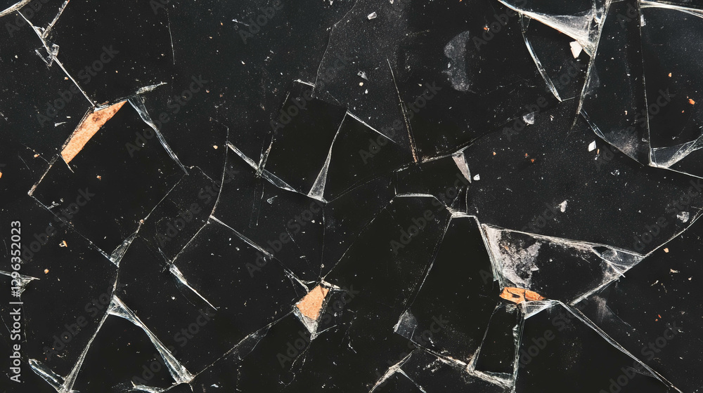 Poster dark broken glass background on concrete surface for design and decorative use