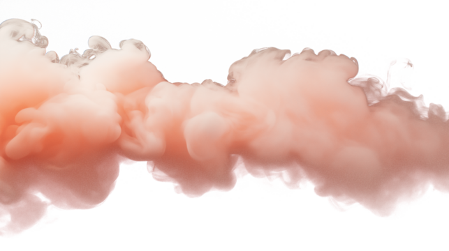 pastel peach smoke cloud isolated on transparent white background