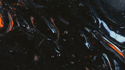 Dark and oily water surface with unique texture and reflections for artistic background