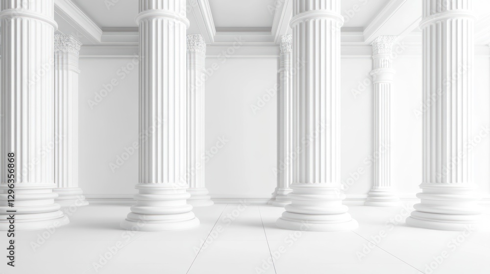 Aufkleber white columns in classical hall; minimalist background; architecture design