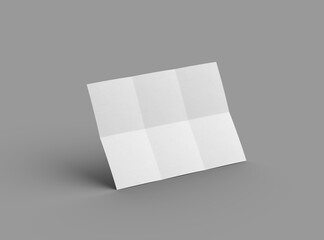 3d rendered image of a A4 sheet with square bends isolated on a transparent background