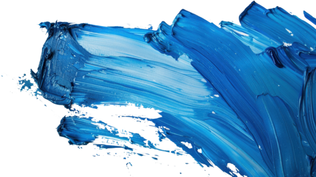 Blue acrylic paint stroke with transparent background