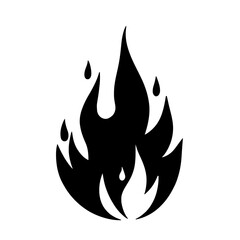 An illustration featuring a black flame silhouette set against a clean white background depicting a stylized fire with detailed flickering shapes.