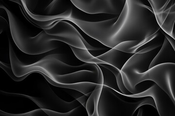 Obraz premium Grey and Black Wave Abstract Background - Elegant, flowing, grayscale waves. Symbolizing fluidity, movement, mystery, serenity, and elegance
