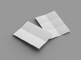 3d rendered image of a A4 sheet with square bends isolated on a transparent background