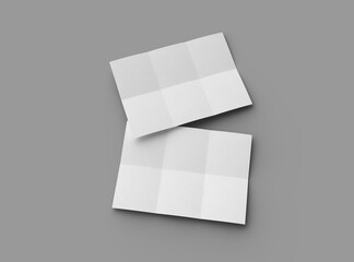 3d rendered image of a A4 sheet with square bends isolated on a transparent background