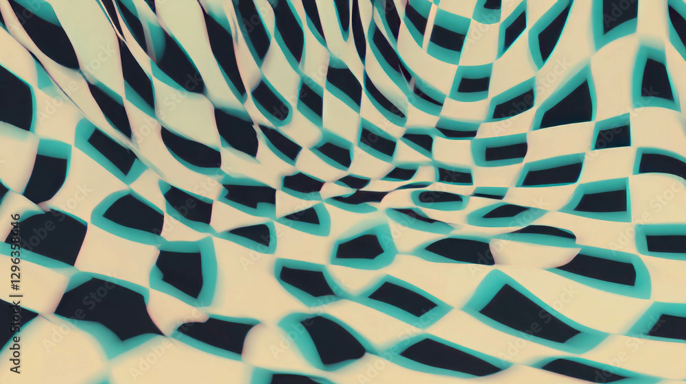 Aufkleber Distorted checkerboard pattern with wave effect for graphic design and art projects