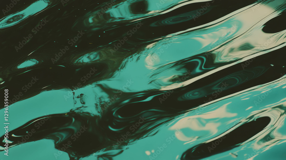 Poster Abstract reflections in puddle water with distorted patterns and textures