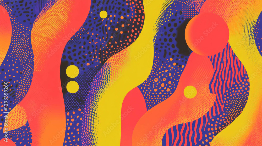 Poster Vibrant abstract design with dotted and dashed lines pattern for creative projects
