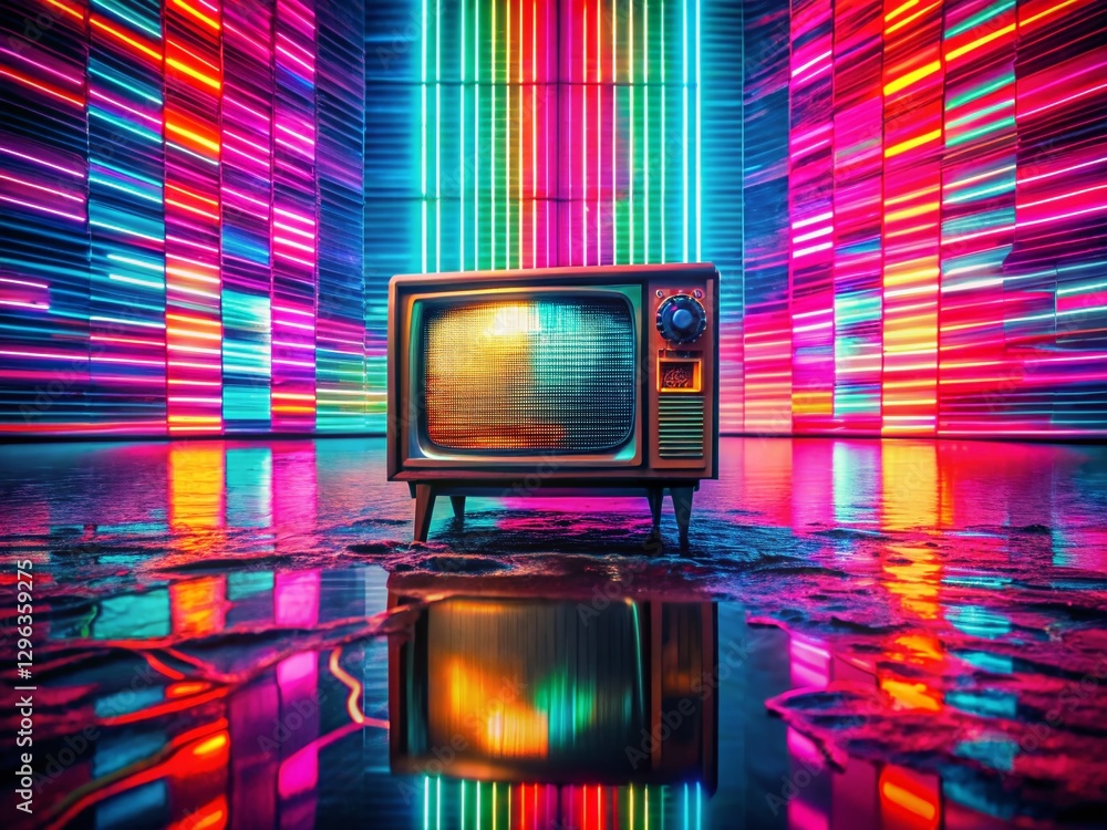 Poster distorted tv static noise glitch pixel art abstract background