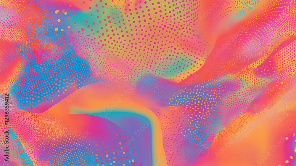 Poster Vibrant abstract background with dotted and dashed lines in dynamic colors