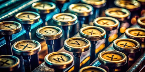 Documentary Style Alphabet Letters Uvwxyz: Vintage Typewriter Keys Close-Up Shot