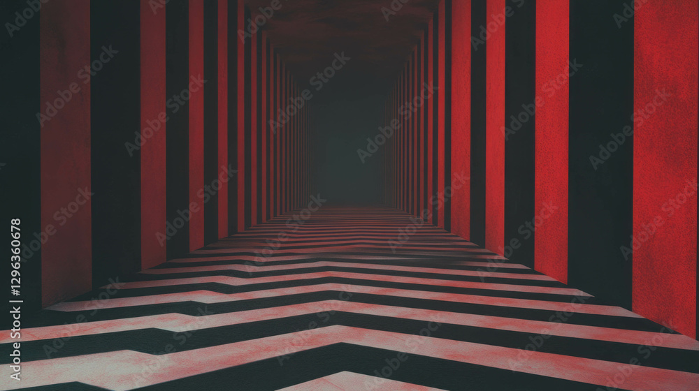 Aufkleber Endless corridors with repeating patterns in abstract geometric design