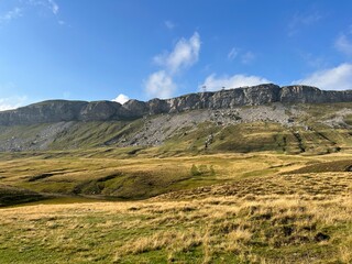 Alpine meadows and pastures on the slopes of the Uri Alps mountain massif, Melchtal - Canton of Obwalden, Switzerland (Kanton Obwald, Schweiz)