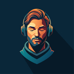 Stylish Minimalist Musician Avatar Vector Illustration | Fully Editable