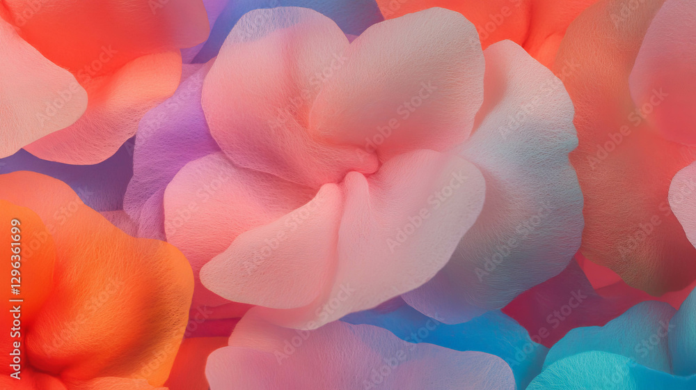 Poster vibrant felt flower cutouts with soft texture for creative background design