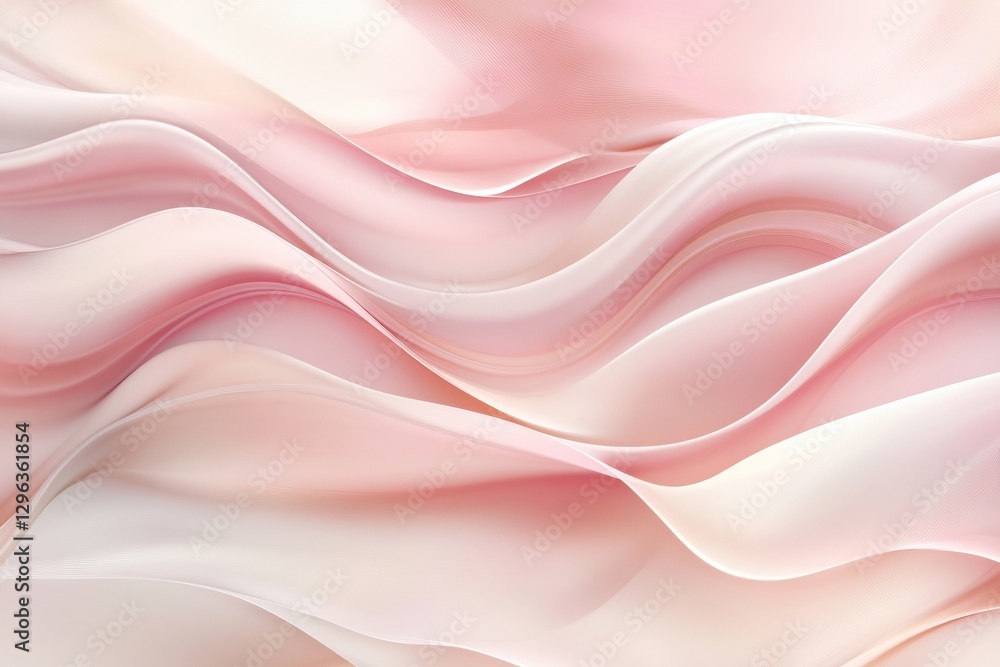 Poster Soft flowing fabric in shades of pink creating elegant waves and textures in a serene composition at daytime. Generative AI