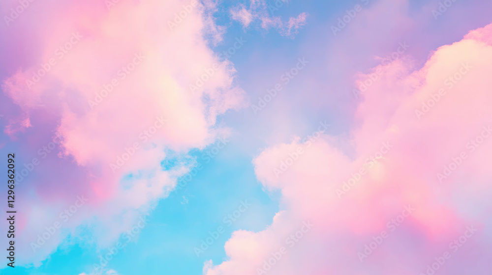 Aufkleber dreamy pastel sky with fluffy clouds texture as calming background