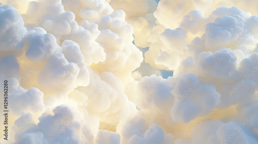 Poster soft textured cloudscape with foam cutout design for dreamy backdrops
